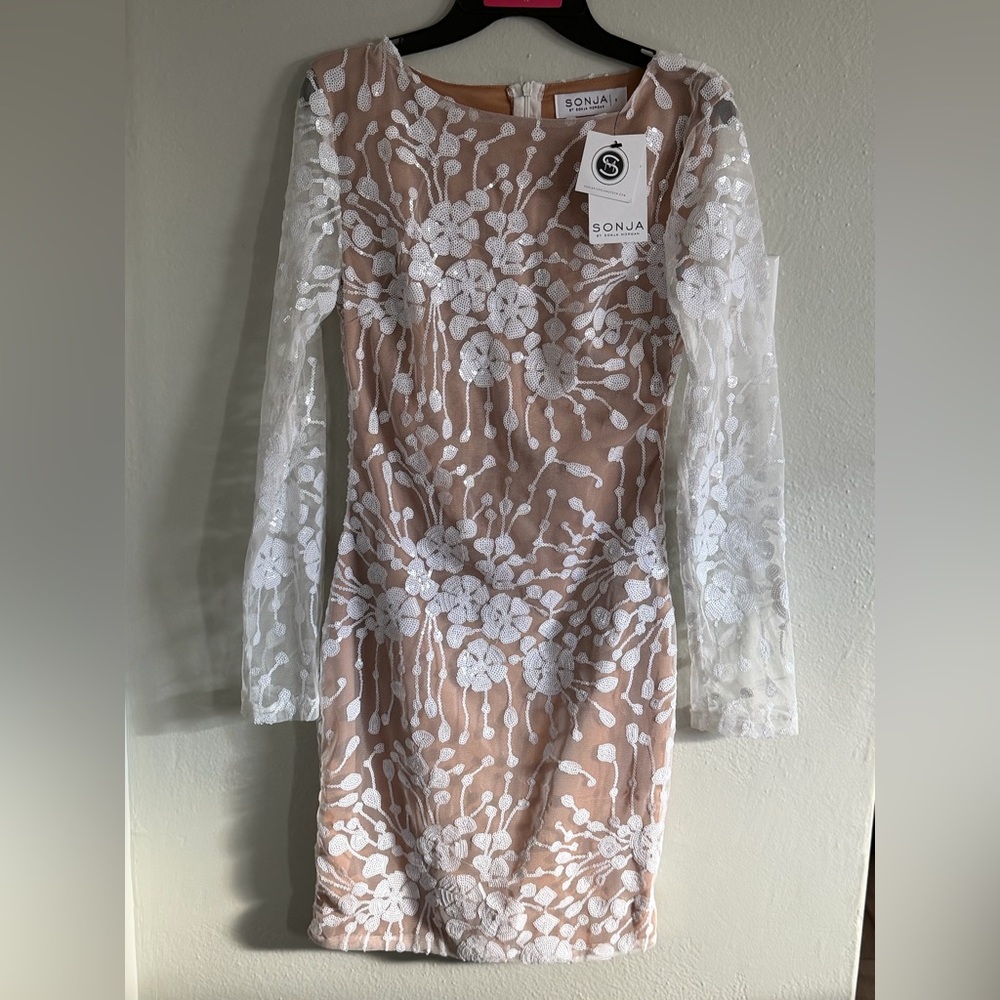 White Floral Long Sleeve Dress